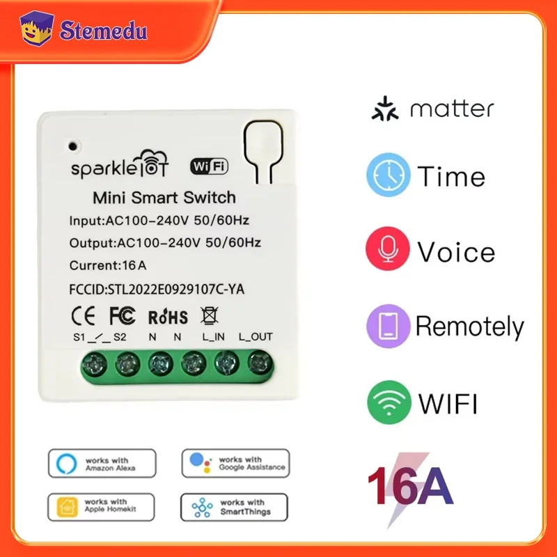 Home Automation Tutorial - 16A Matter WIFI умный переключатель автоматизации